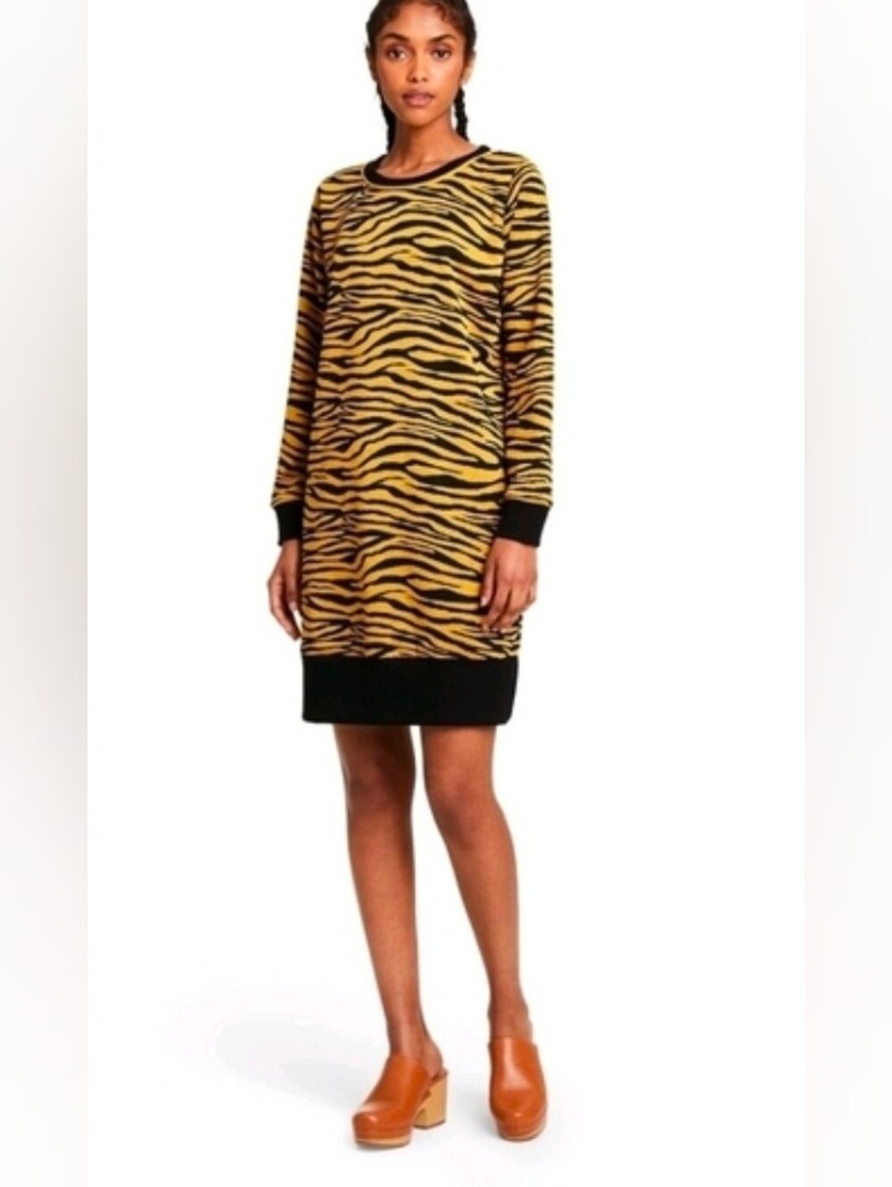 Victor Glemaud Black and Yellow Tiger-Print Knit Mini Dress 3x